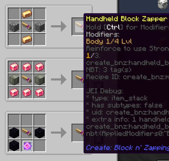 Create: Block n' Zapping, Моды, Minecraft
