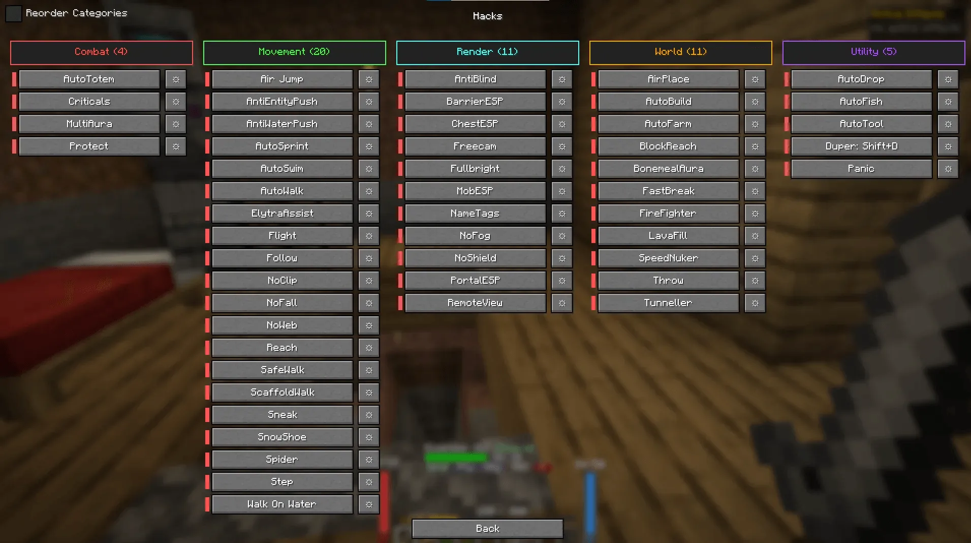 Madxray hacks, Моды, Minecraft