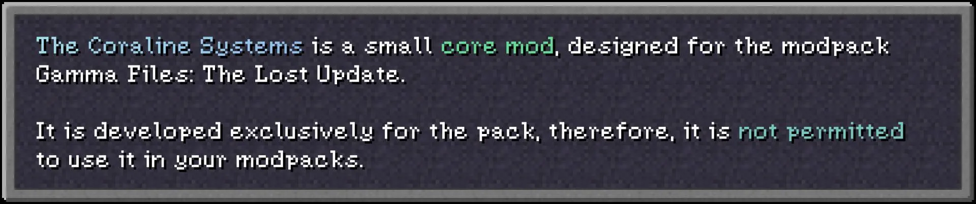 The Coraline Systems, Моды, Minecraft