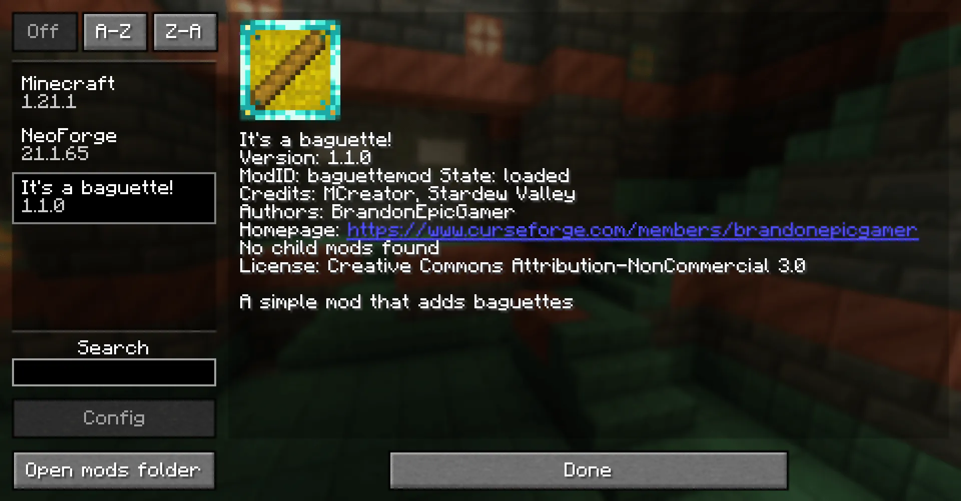 It's A Baguette!, Моды, Minecraft