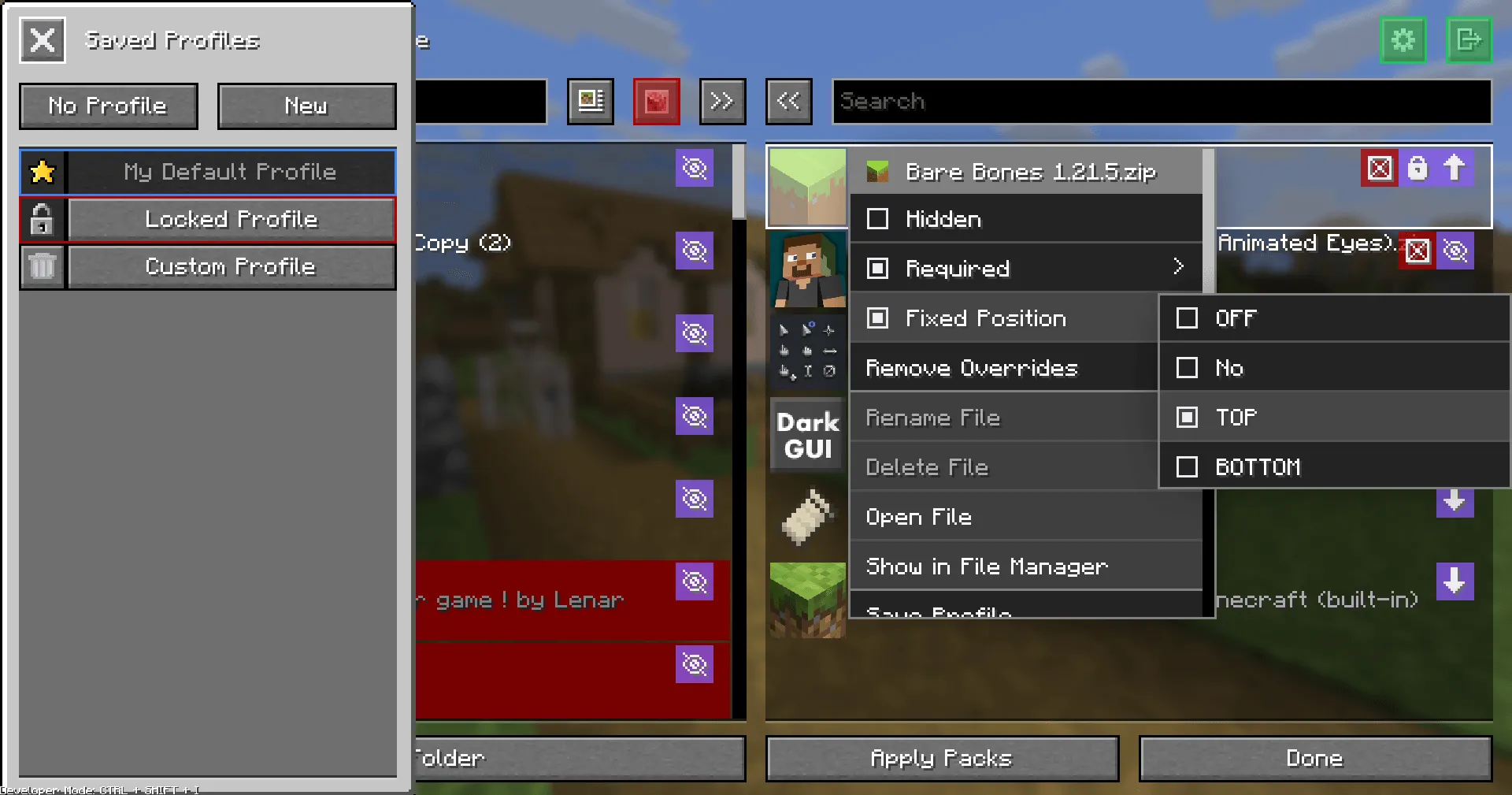 Packed Packs, Моды, Minecraft