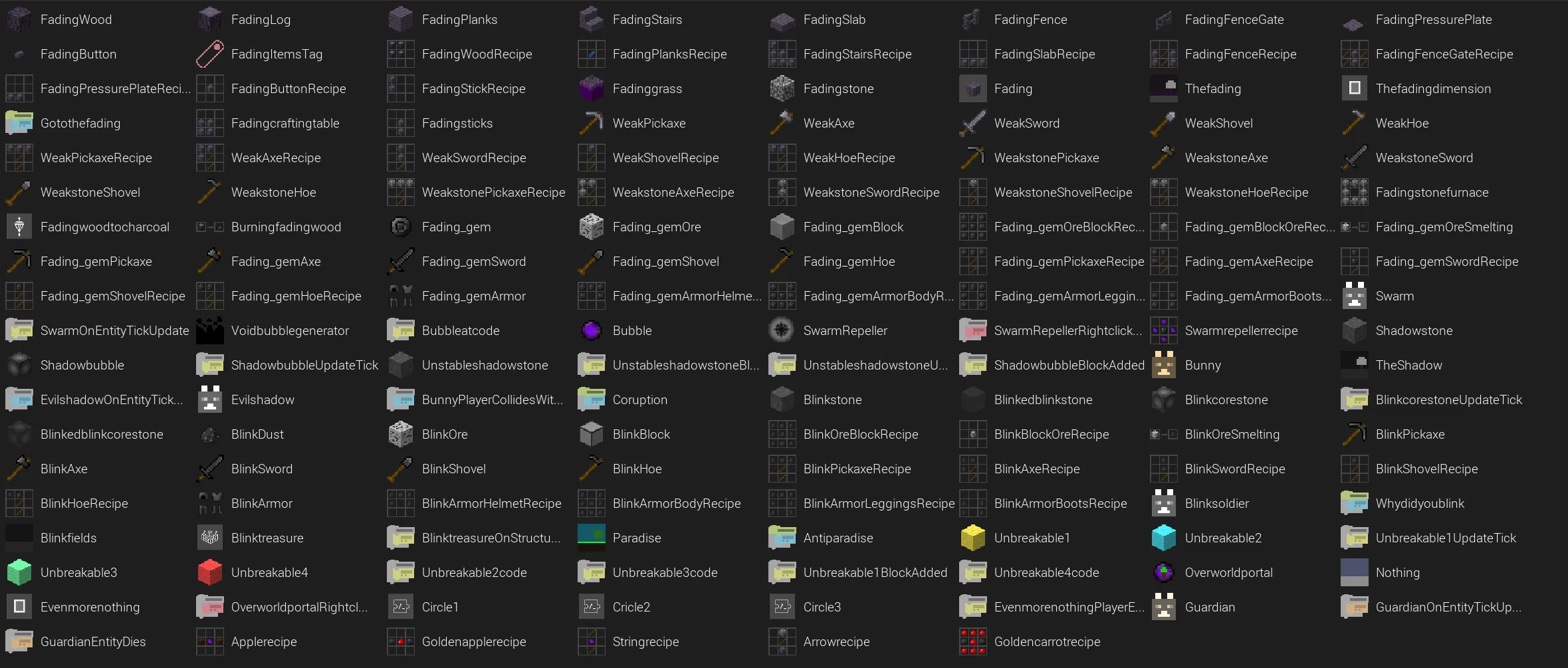 fallen worlds, Моды, Minecraft