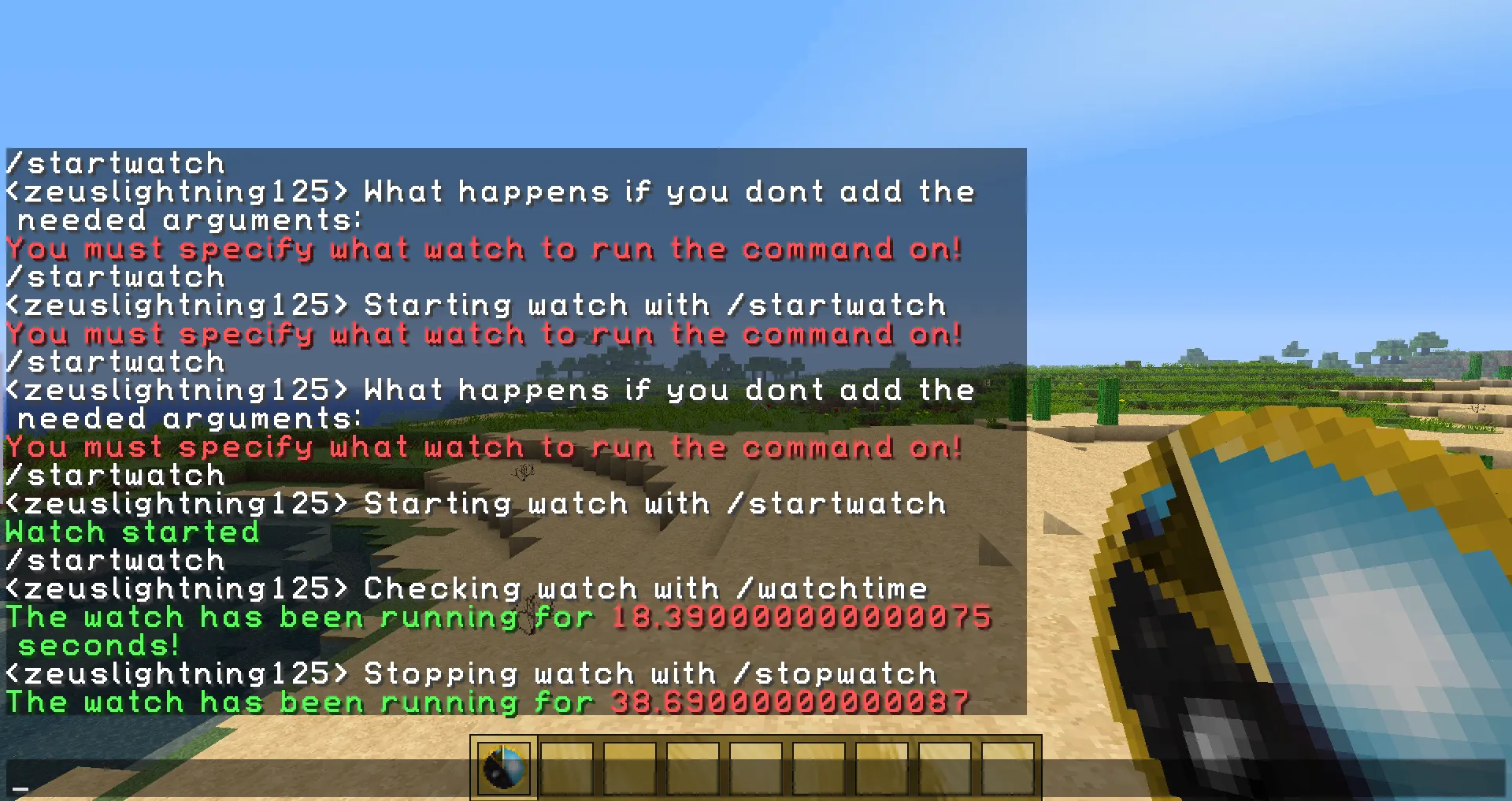 StopWatch, Плагины, Minecraft