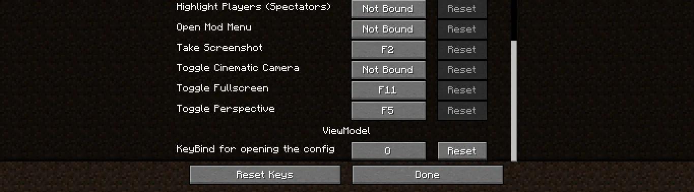 View Model, Моды, Minecraft