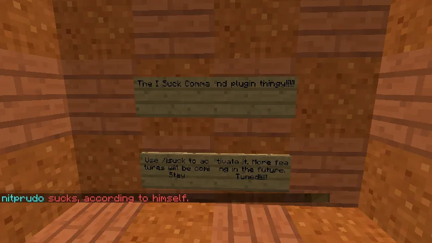 The I Suck Command — скриншот 1 (Плагины, Minecraft)