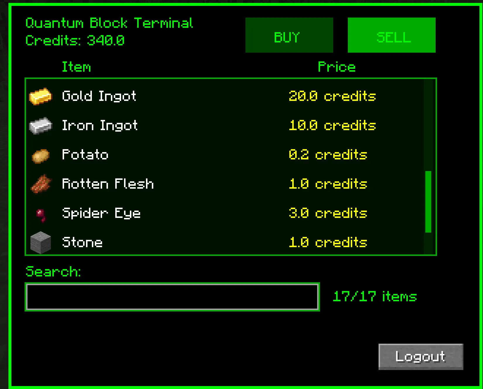 Quantum Block Bazaar Galactic Market Trade Terminal — скриншот 2 (Моды, Minecraft)