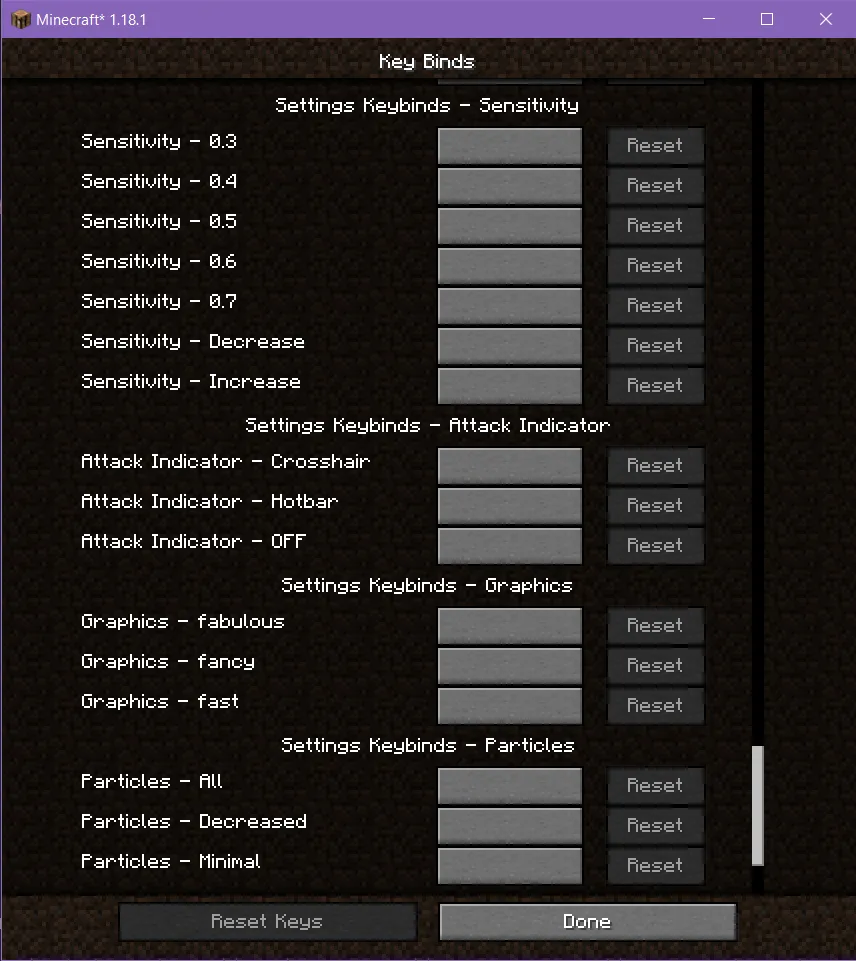 Settings Keybinds — скриншот 3 (Моды, Minecraft)