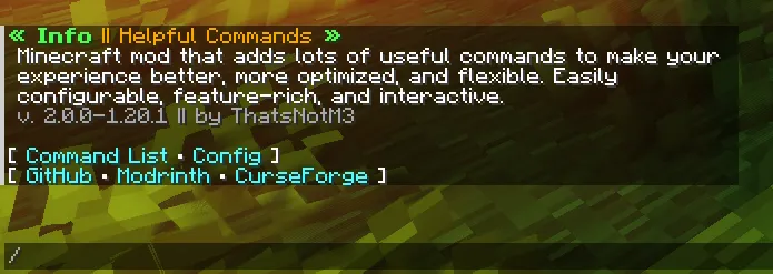 Helpful Commands — скриншот 4 (Моды, Minecraft)