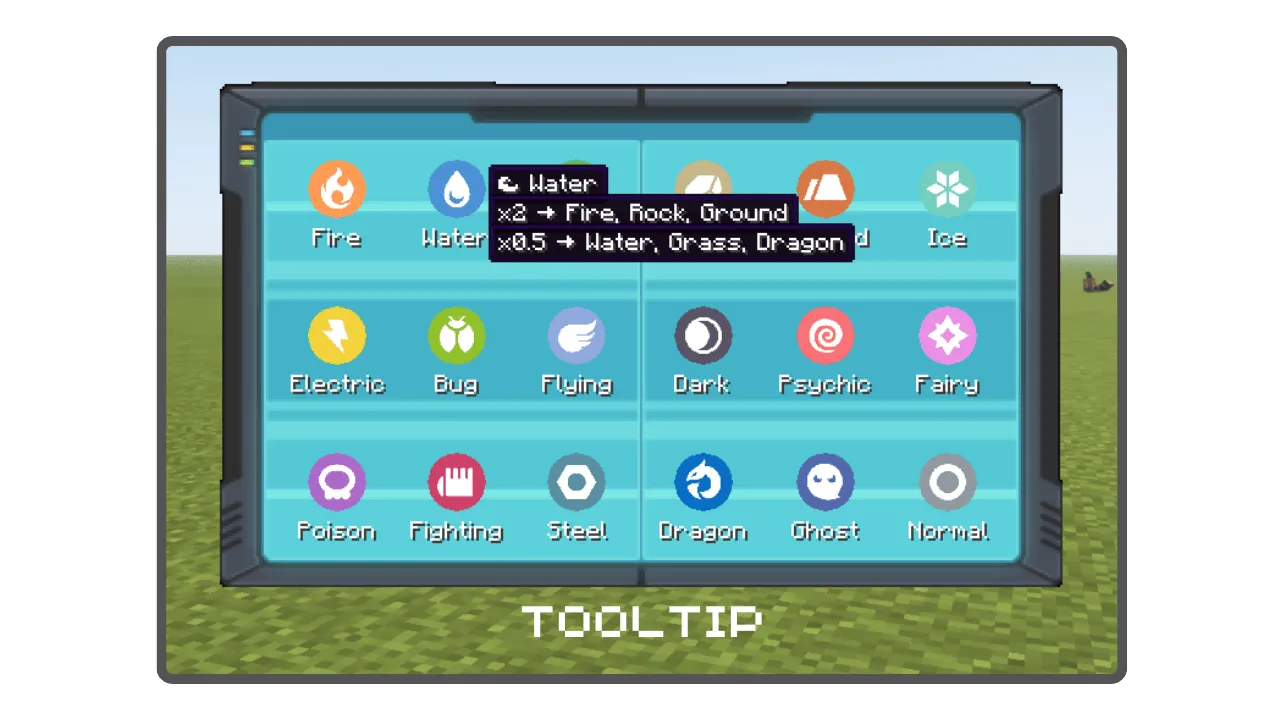 Pokemon Type Table (Cobblemon / Pixelmon) — скриншот 2 (Моды, Minecraft)