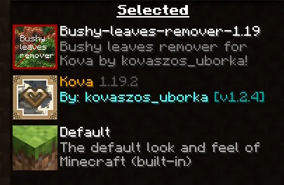 Bushy leaves remover for Kova! [add-on] — скриншот 1 (Текстуры, Minecraft)