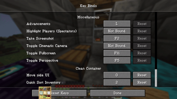 CleanContainer, Моды, Minecraft