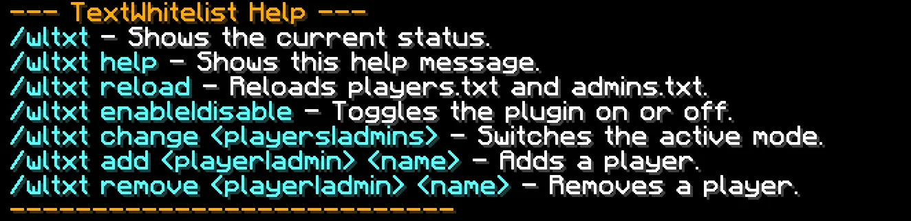 TextWhitelist — скриншот 4 (Плагины, Minecraft)