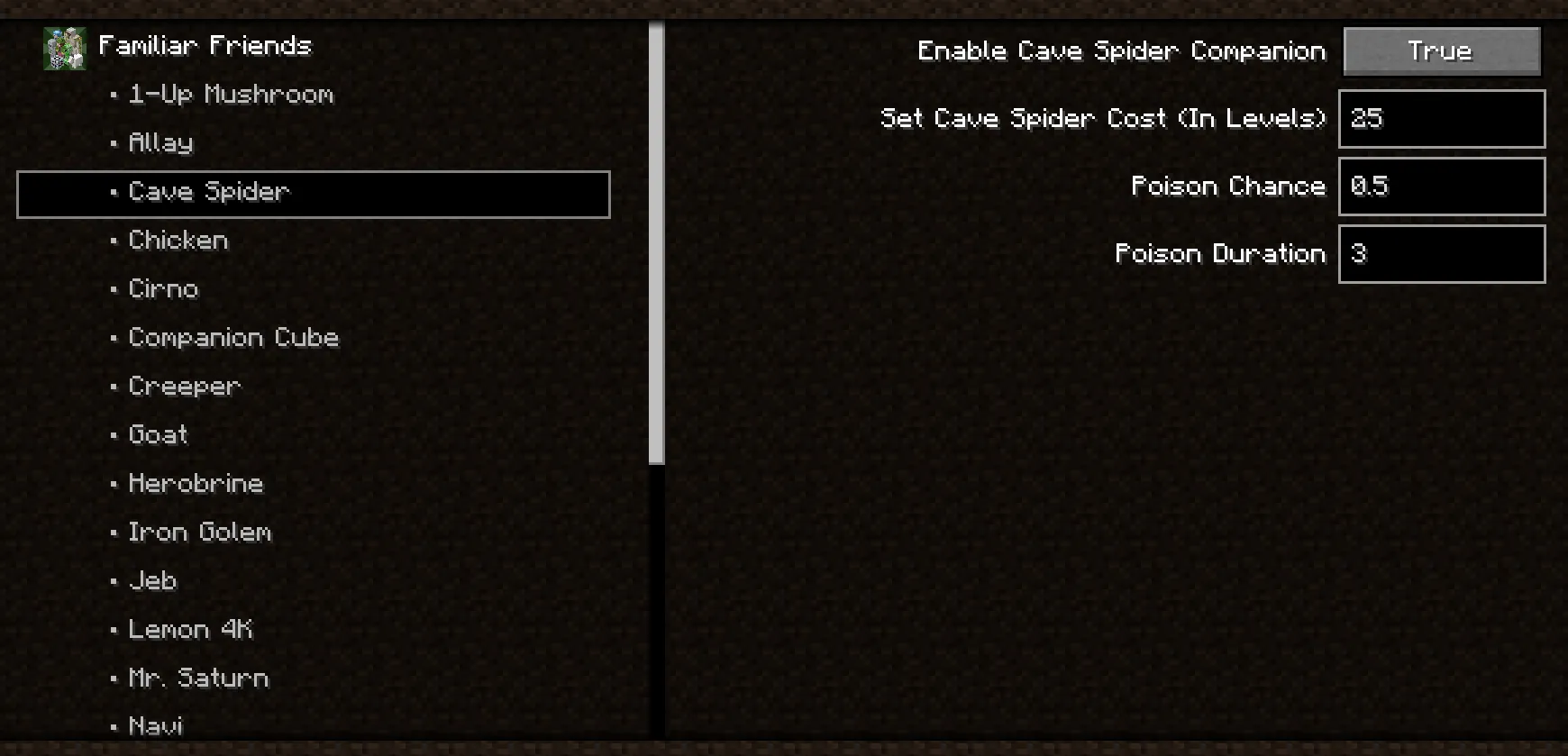 Familiar Friends, Моды, Minecraft