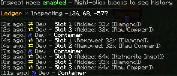 Ledger for Forge, Моды, Minecraft