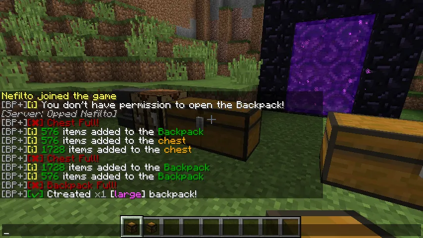 Backpacks plus, Плагины, Minecraft