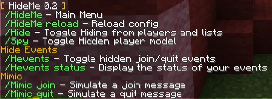 HideMe — скриншот 1 (Плагины, Minecraft)