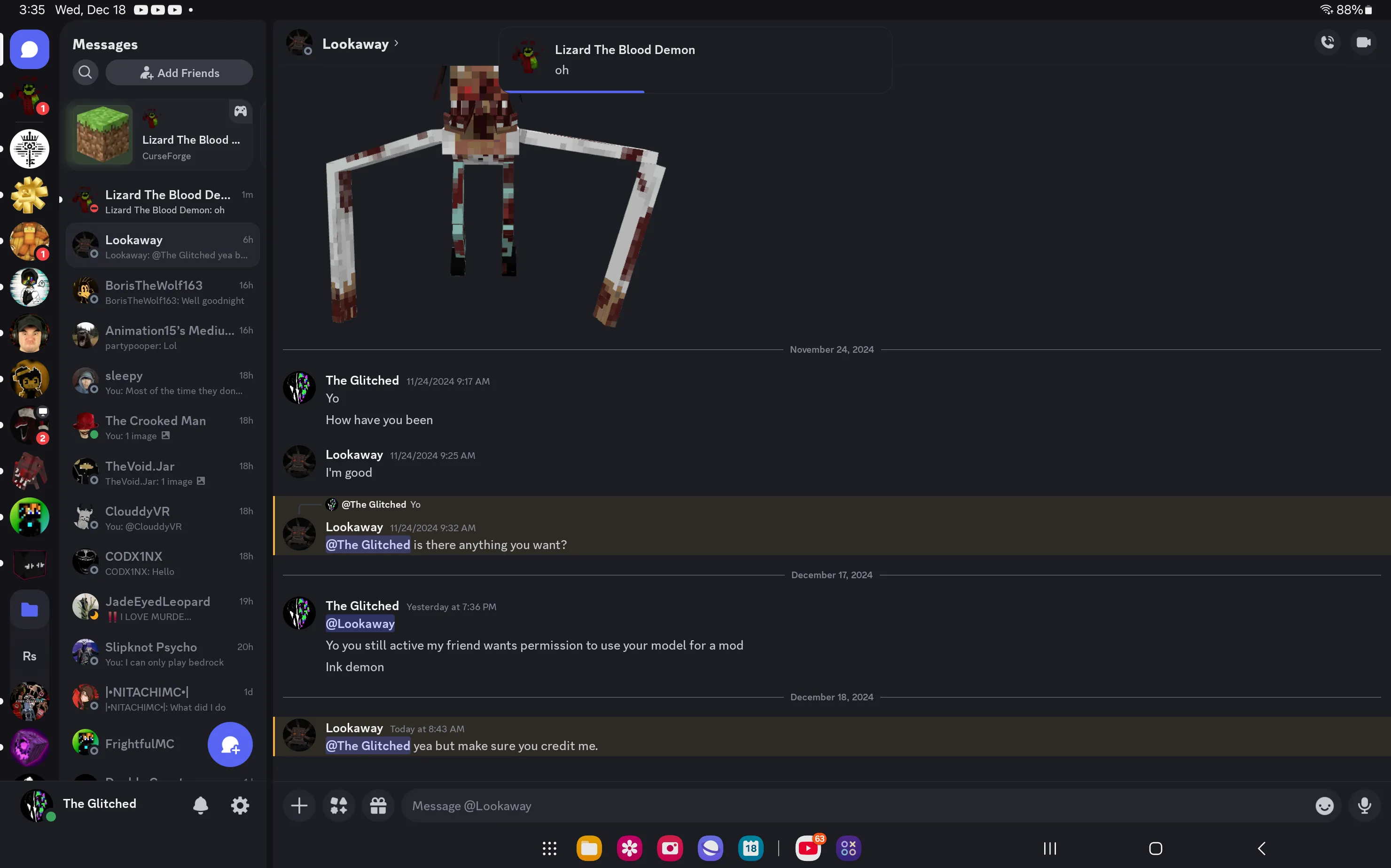 The Ink Demon (Dweller) (discontinued for now), Моды, Minecraft