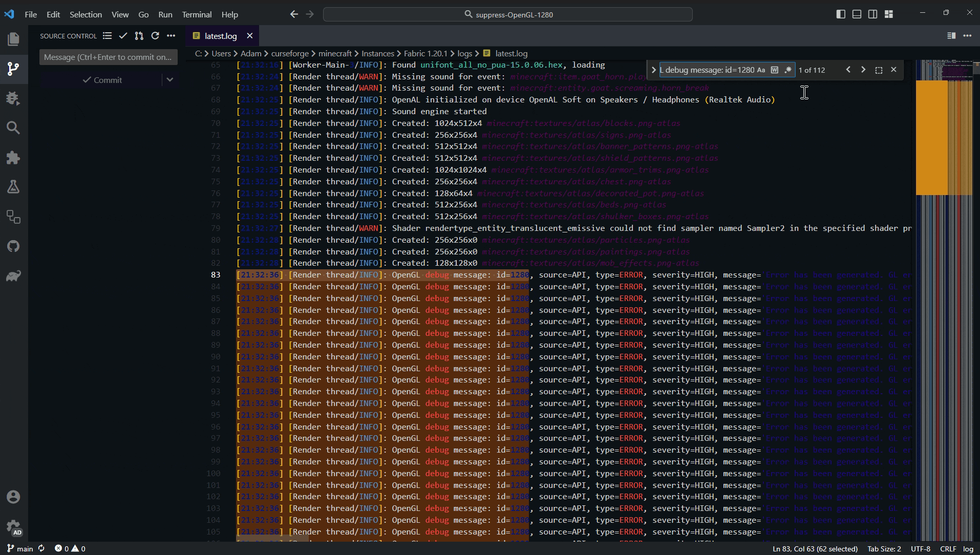 Suppress OpenGL Error 128(0-2), Моды, Minecraft