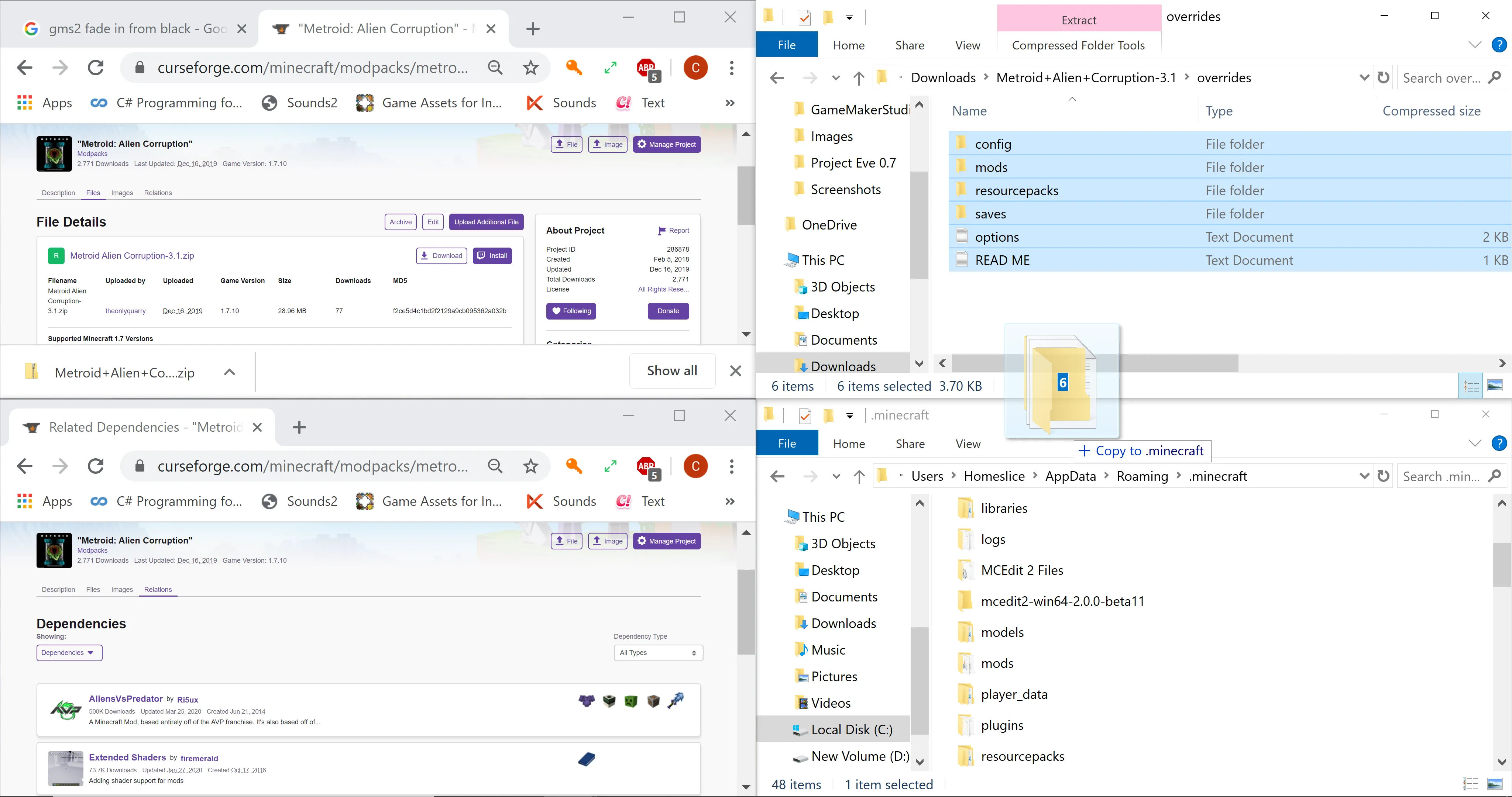 "Metroid: Alien Corruption", Модпаки, Minecraft