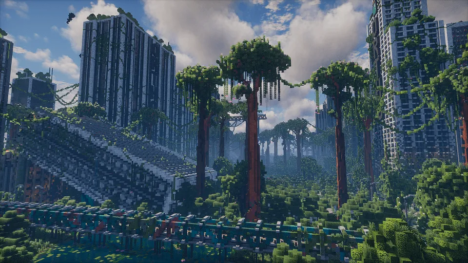 Mosslorn - 1000x1000 Abandoned Overgrown City with Lore, Карты, Minecraft