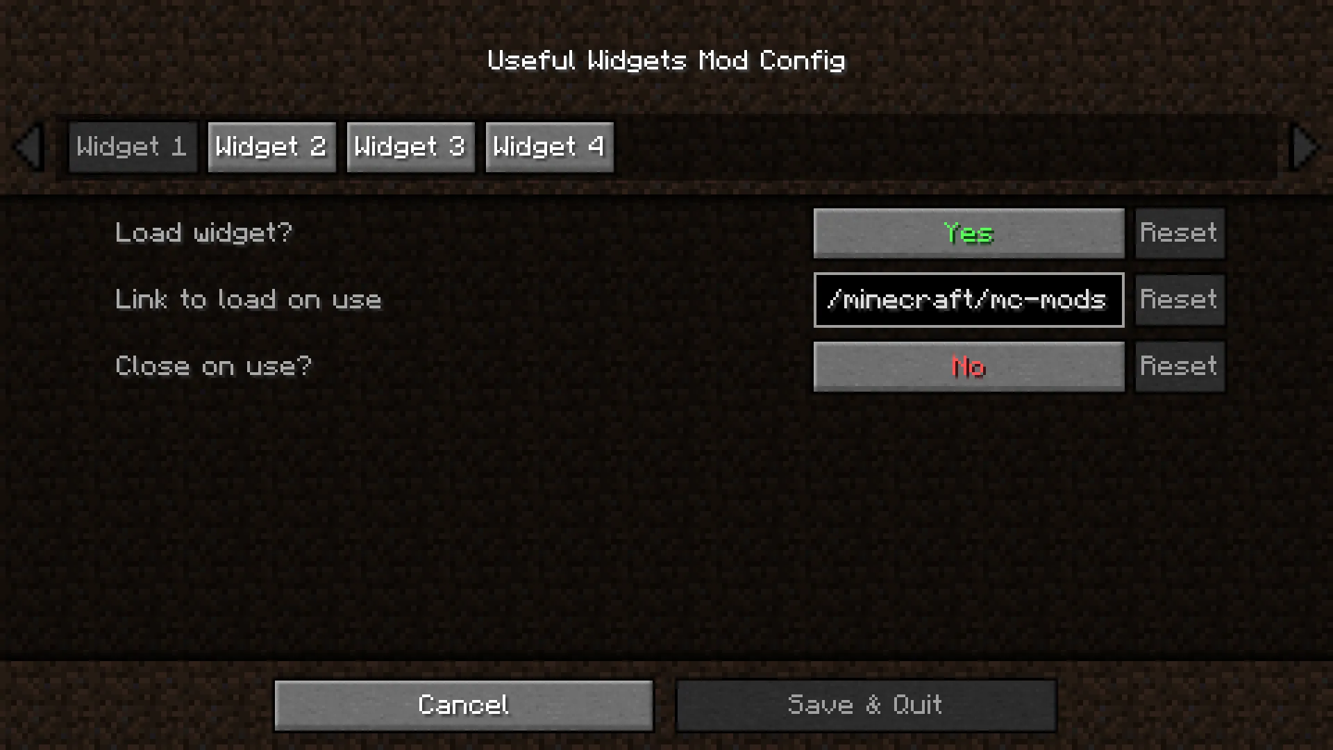 Useful Widgets Mod, Моды, Minecraft