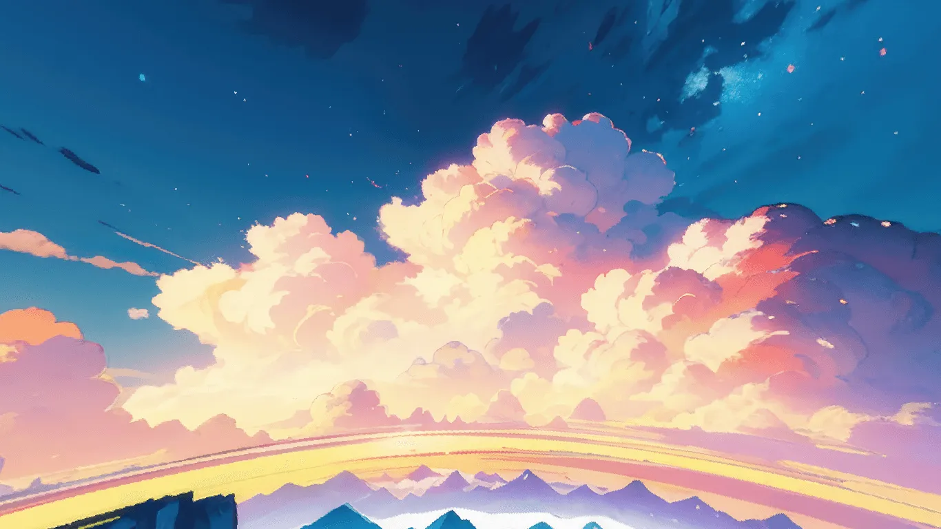 sky sunset moutain minimalist digital — скриншот 2 (Текстуры, Minecraft)