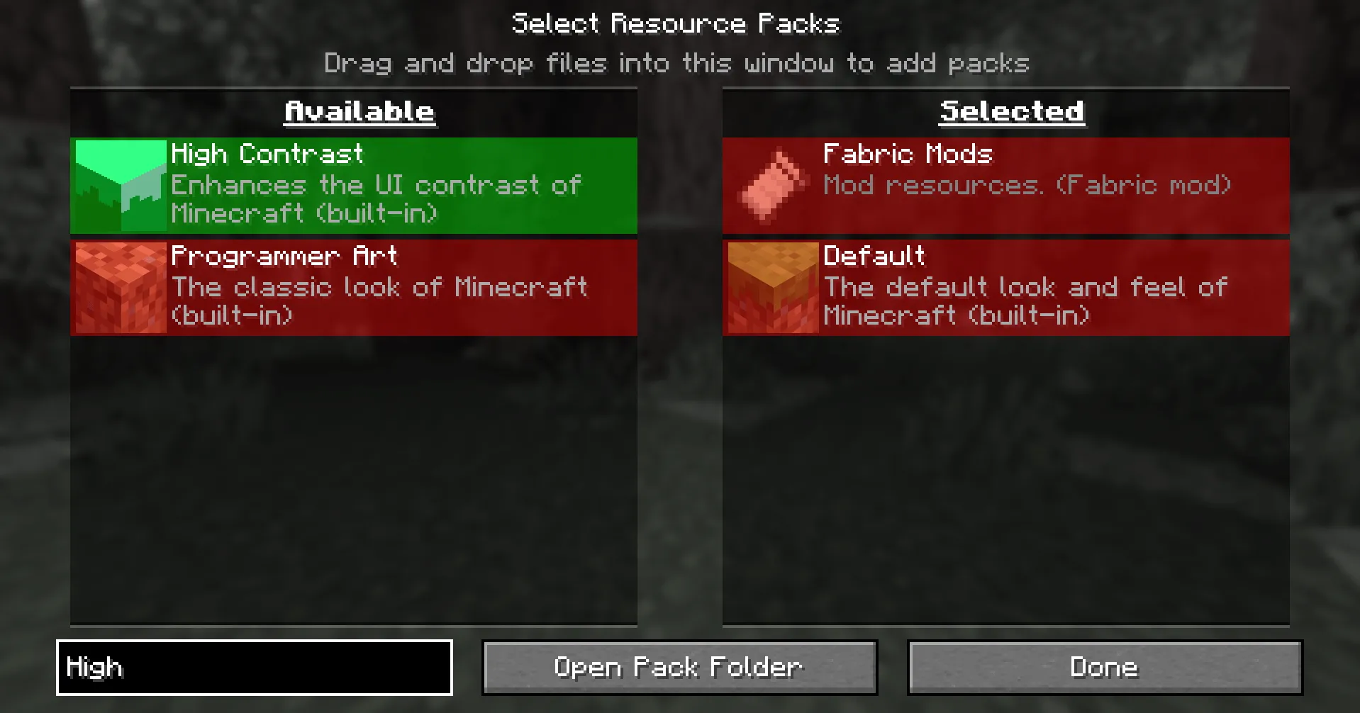 Searchable Packs, Моды, Minecraft