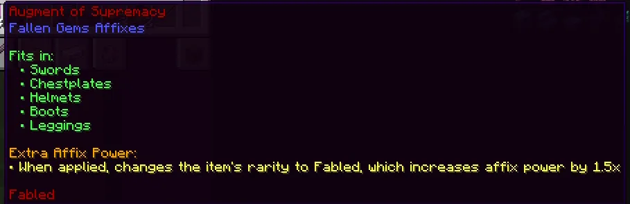 Fallen Gems & Affixes, Моды, Minecraft