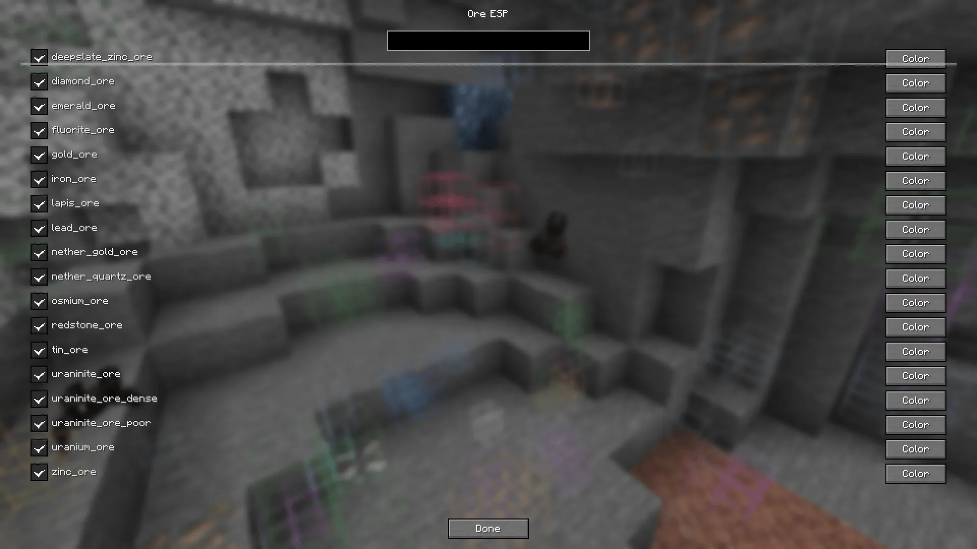 Ore Vision, Моды, Minecraft