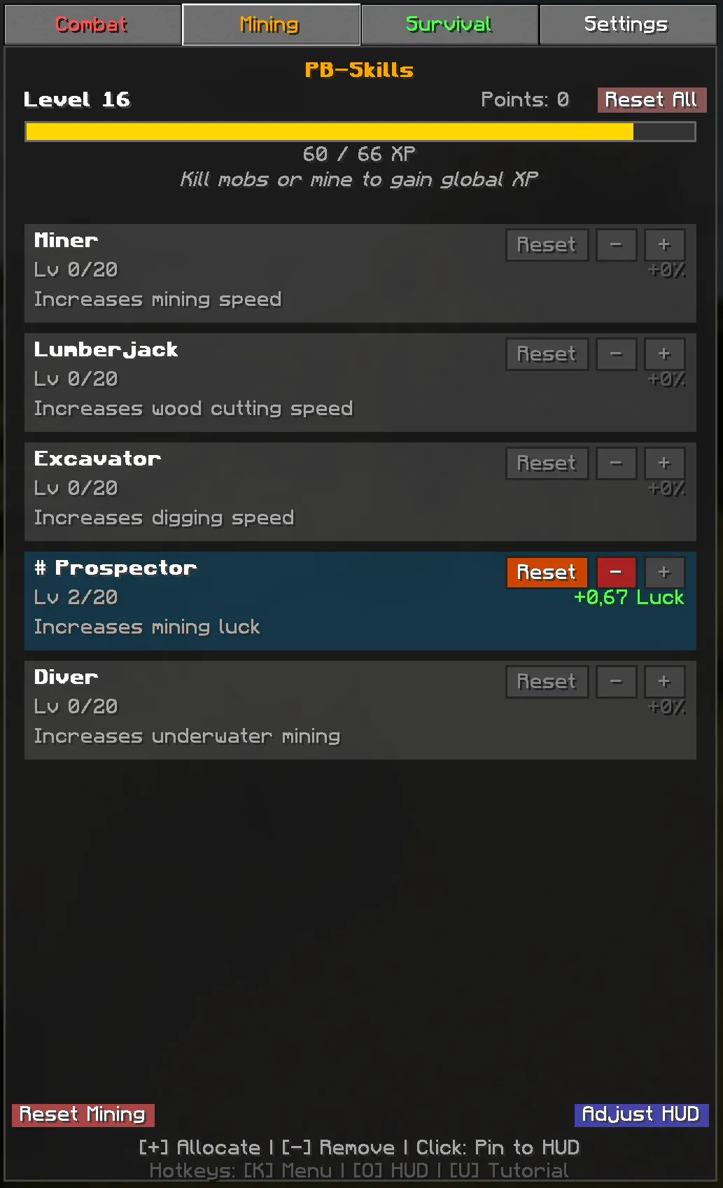 PB-Skills, Моды, Minecraft