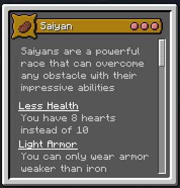 Dragon Ball Saiyan Origin, Моды, Minecraft