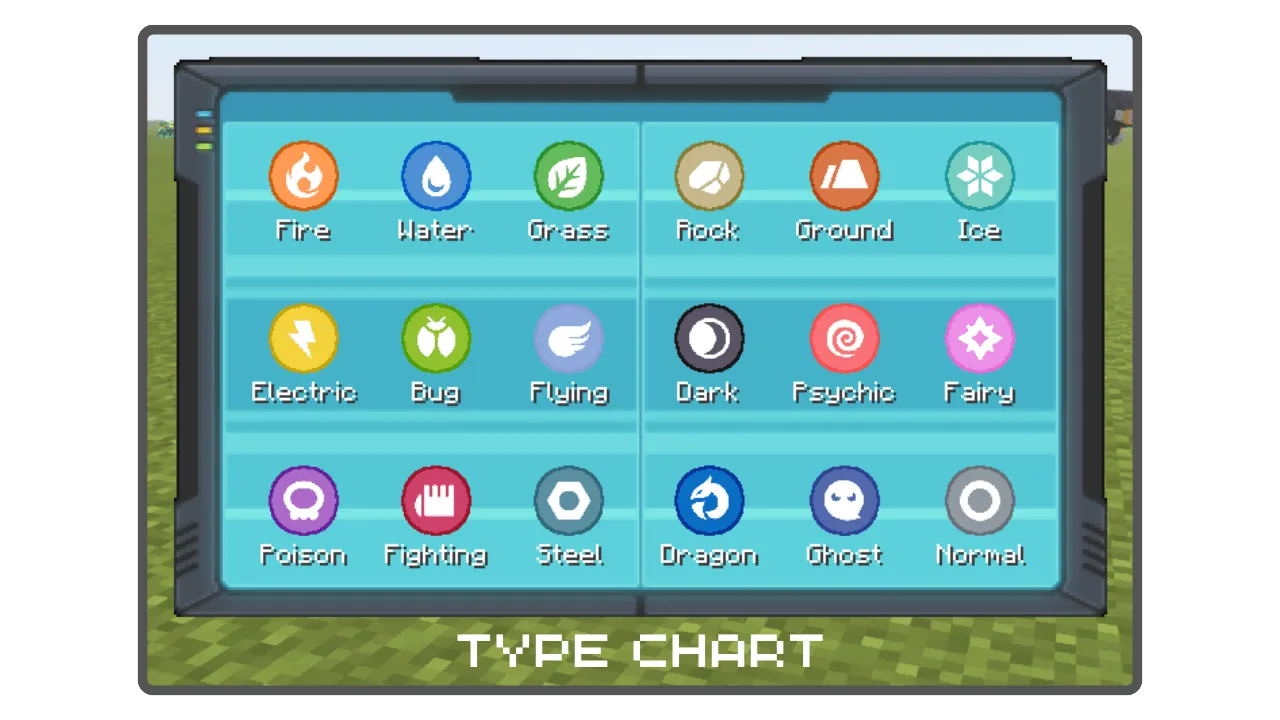 Pokemon Type Table (Cobblemon / Pixelmon) — скриншот 1 (Моды, Minecraft)