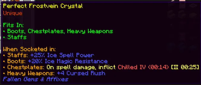 Fallen Gems & Affixes, Моды, Minecraft