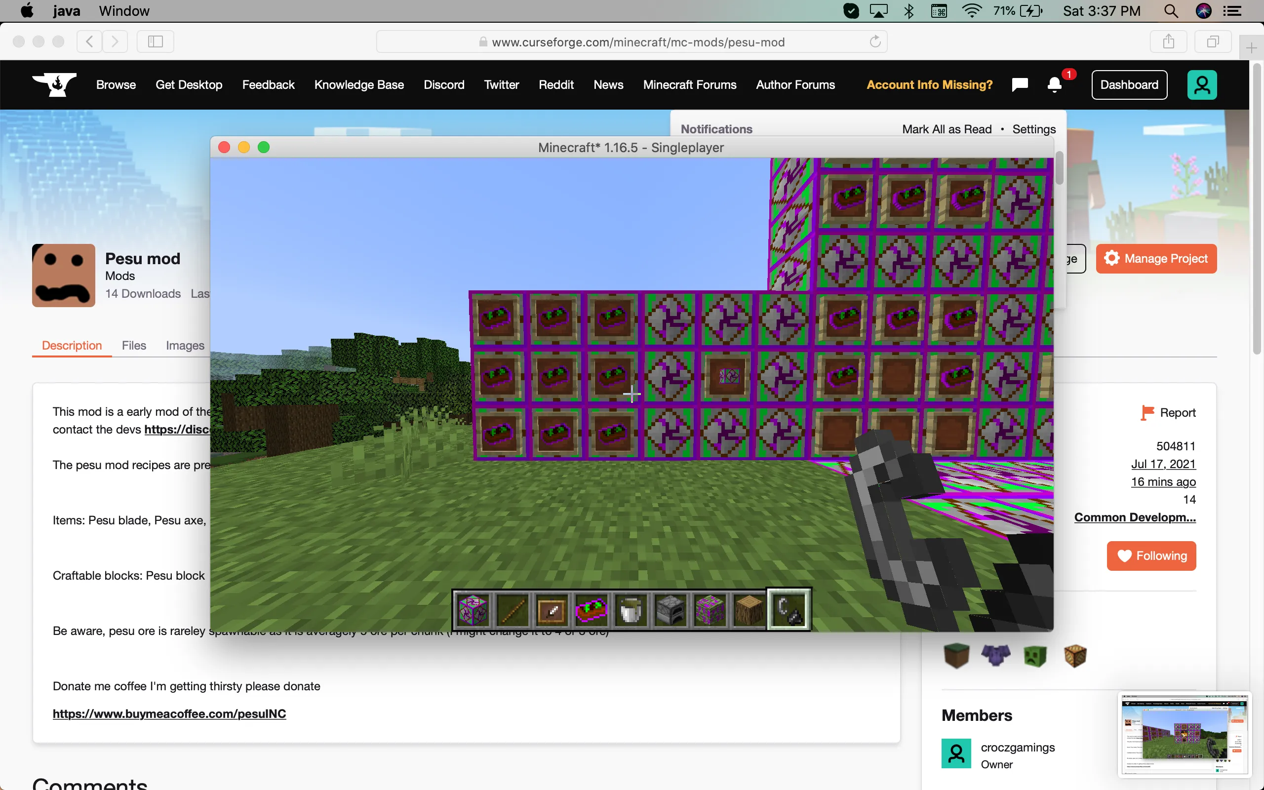 Pesu mod — скриншот 1 (Моды, Minecraft)
