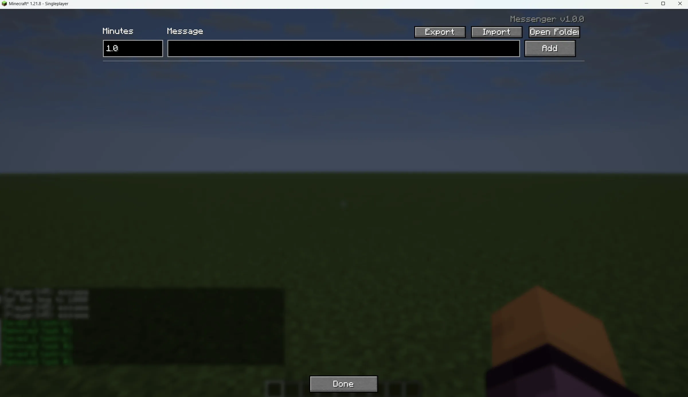 Messenger (Real One), Моды, Minecraft