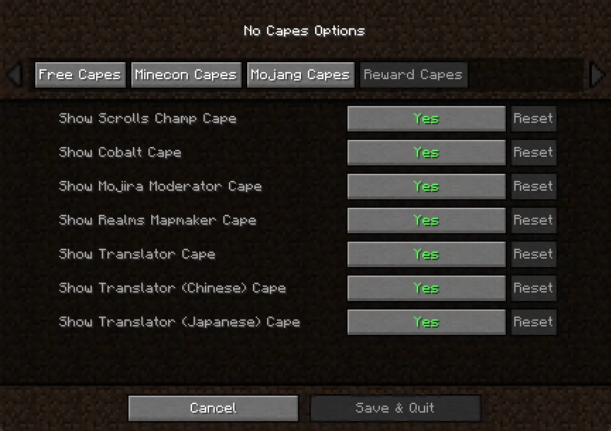 No Capes, Моды, Minecraft