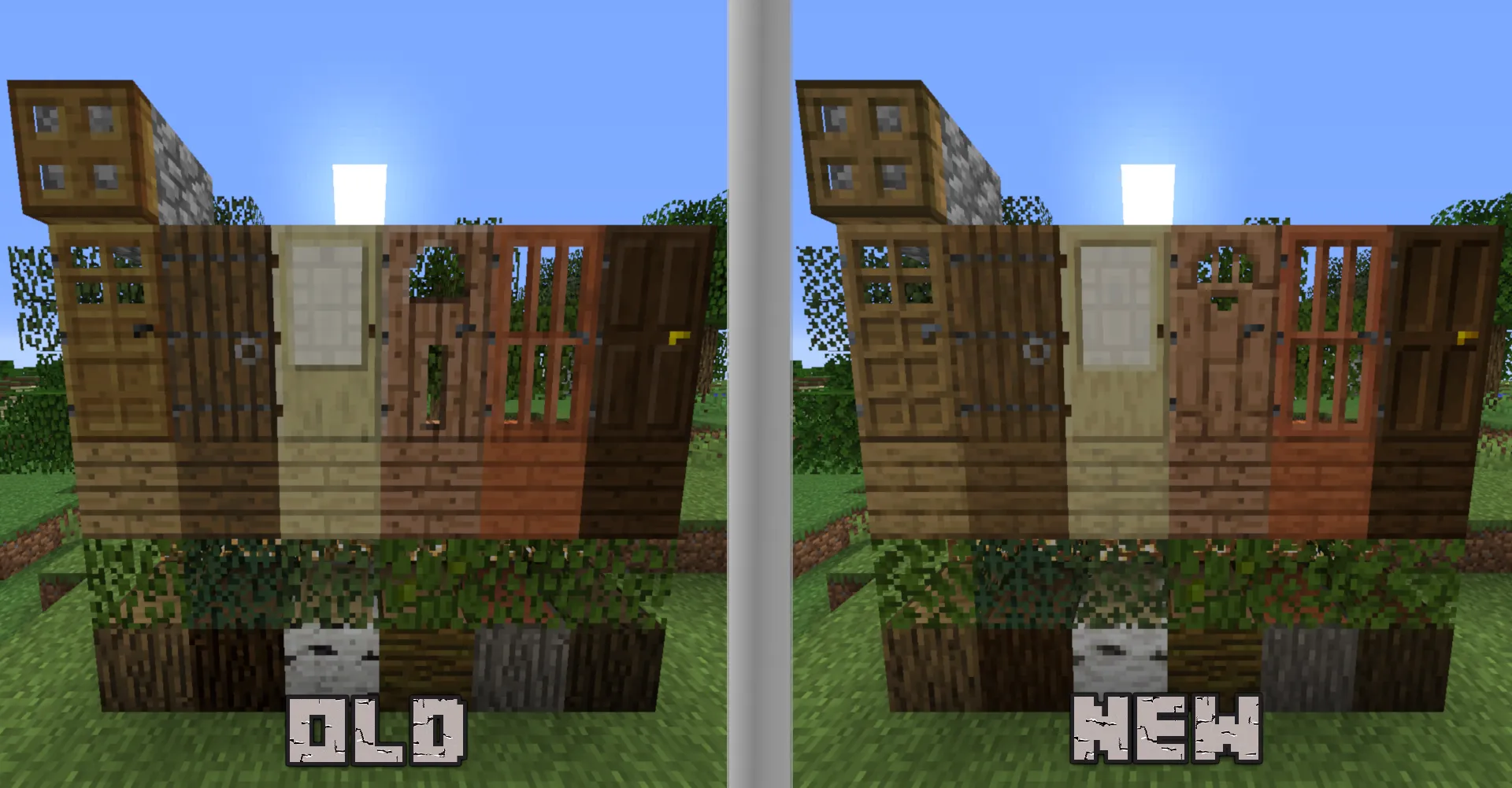 New Default Textures in older Versions + Better Beds, Iron Bars, Glass Pane, Rain Sounds, and more... — скриншот 8 (Текстуры, Minecraft)