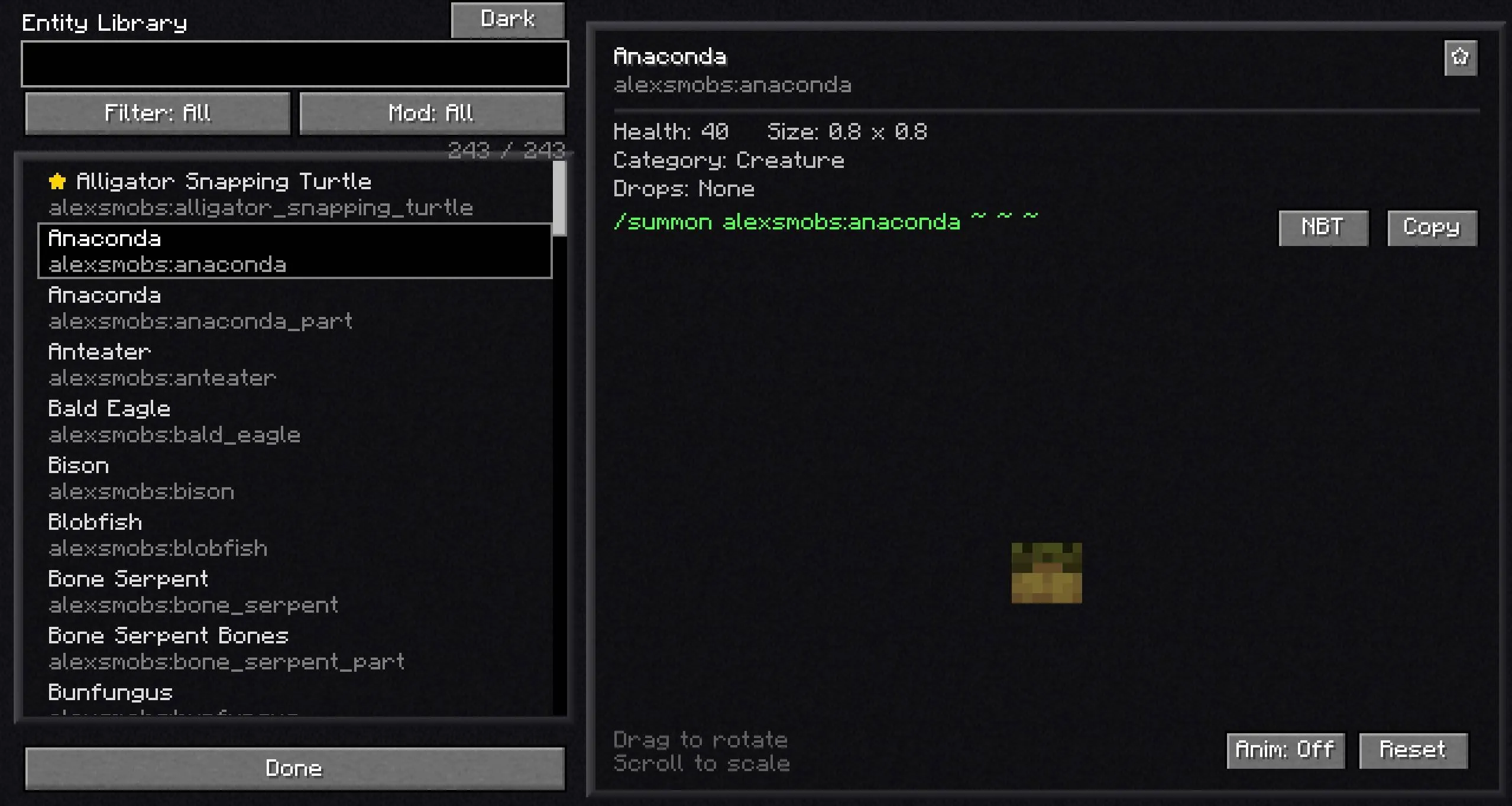 Entity Library – Mob Preview Browser — скриншот 1 (Моды, Minecraft)