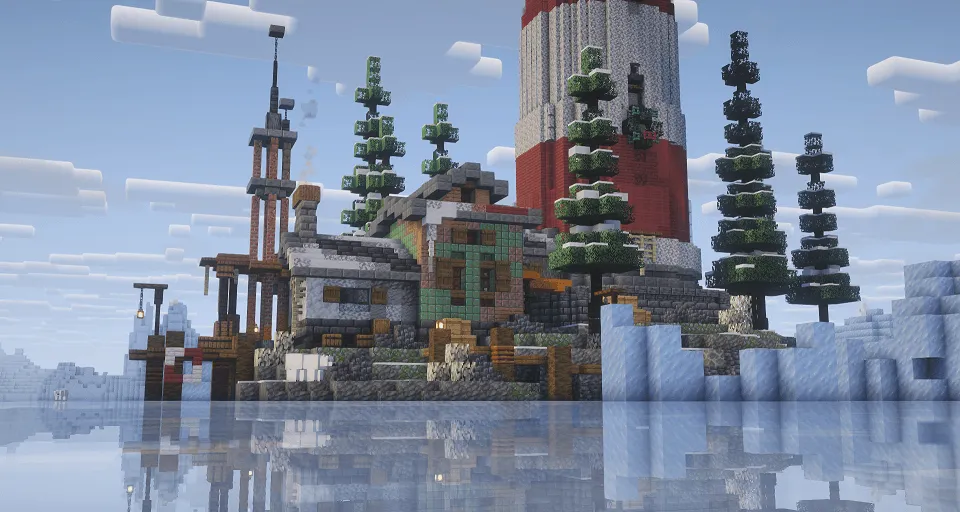 Icy Lighthouse | Simple Starters | Realistic Holiday Survival Base |, Карты, Minecraft