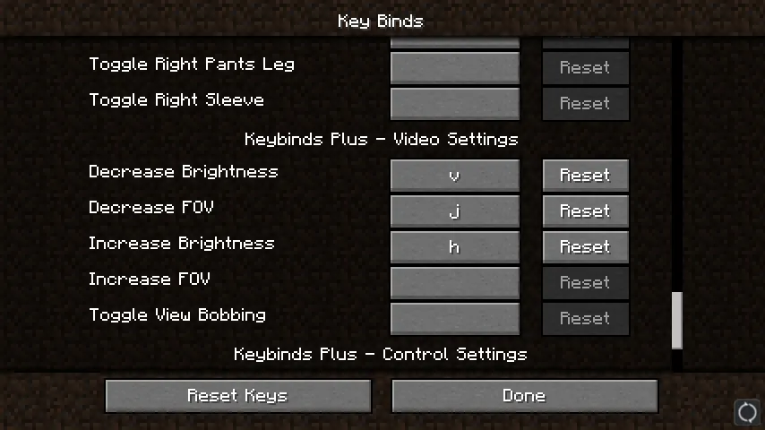 Keybinds Plus, Моды, Minecraft
