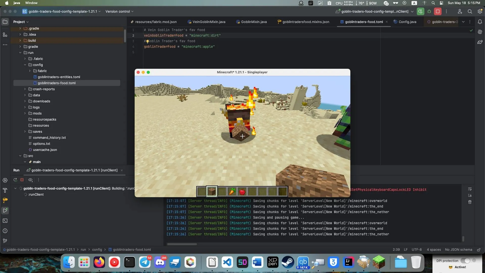 Goblin Traders Food Config — скриншот 1 (Моды, Minecraft)