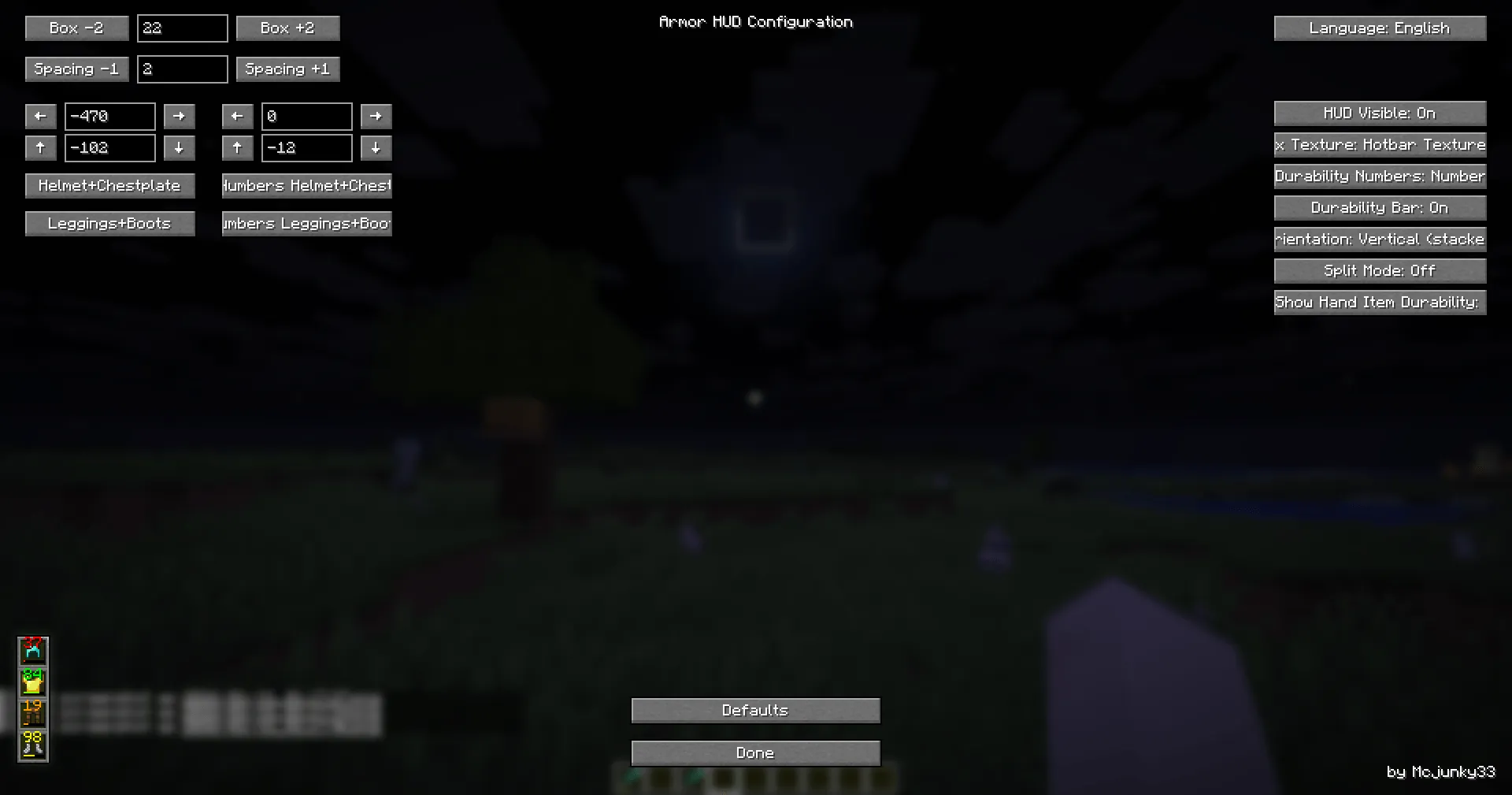 Armor Hud by Mcjunky33, Моды, Minecraft