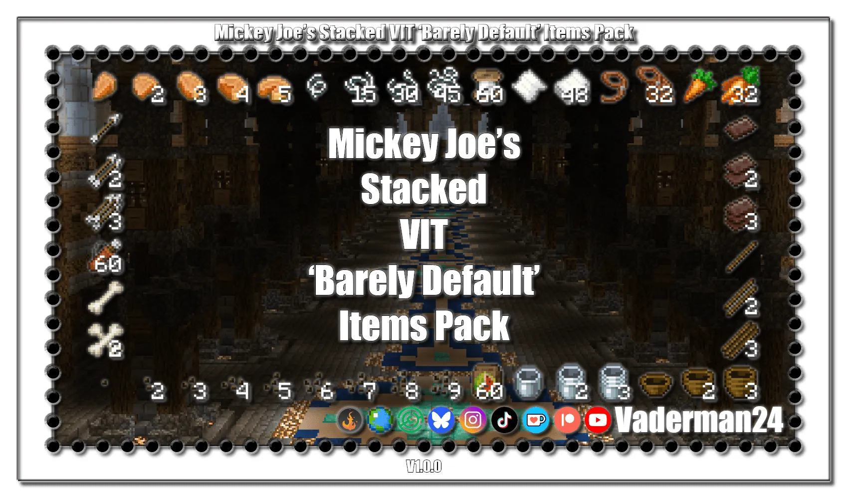 Mickey Joe's Stacked VIT 'Barely Default' Items Pack — Vanilla Default VIT Stacked Items Add-on — скриншот 7 (Текстуры, Minecraft)