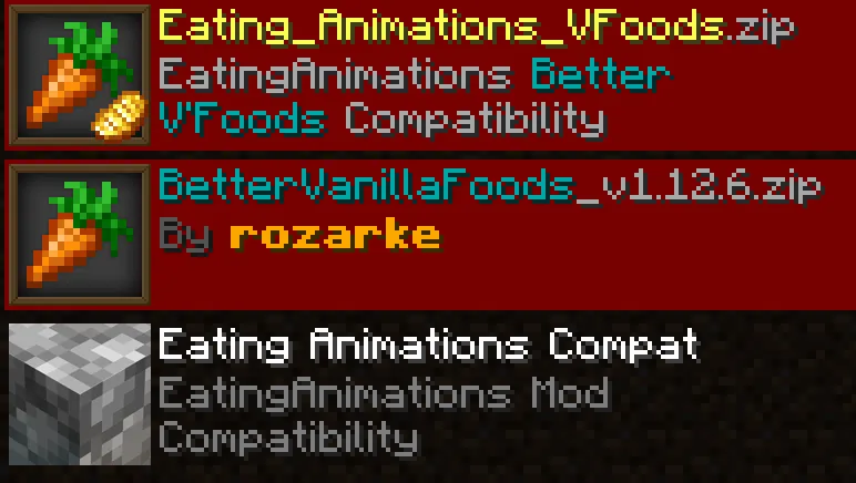 Eating Animations x Better Vanilla'Foods, Текстуры, Minecraft