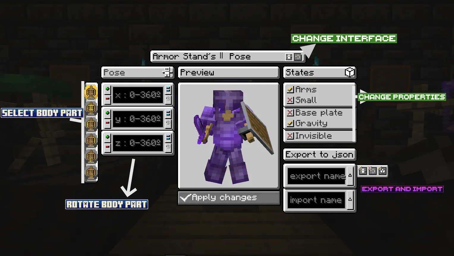 Armor Stand's Custom Poses — скриншот 3 (Моды, Minecraft)