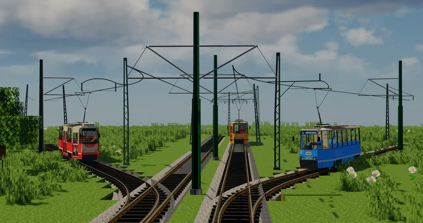 Tram Rails & Poles Pack By Krzysiek5757 [Immersive Railroading] — скриншот 1 (Дата-паки, Minecraft)