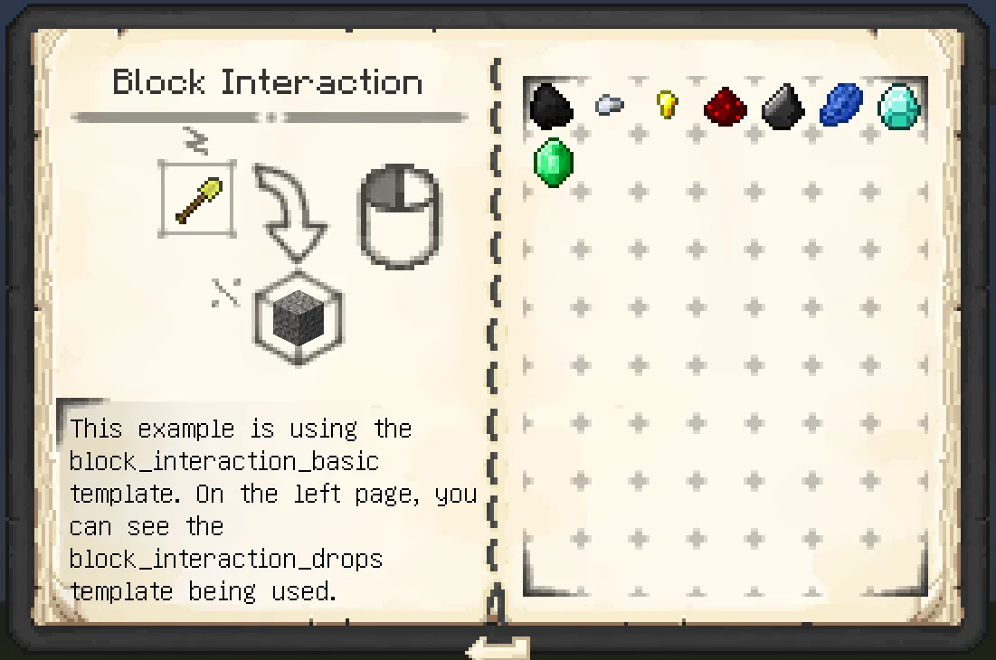 [Patchouli Template] Block Interaction — скриншот 2 (Кастомизации, Minecraft)