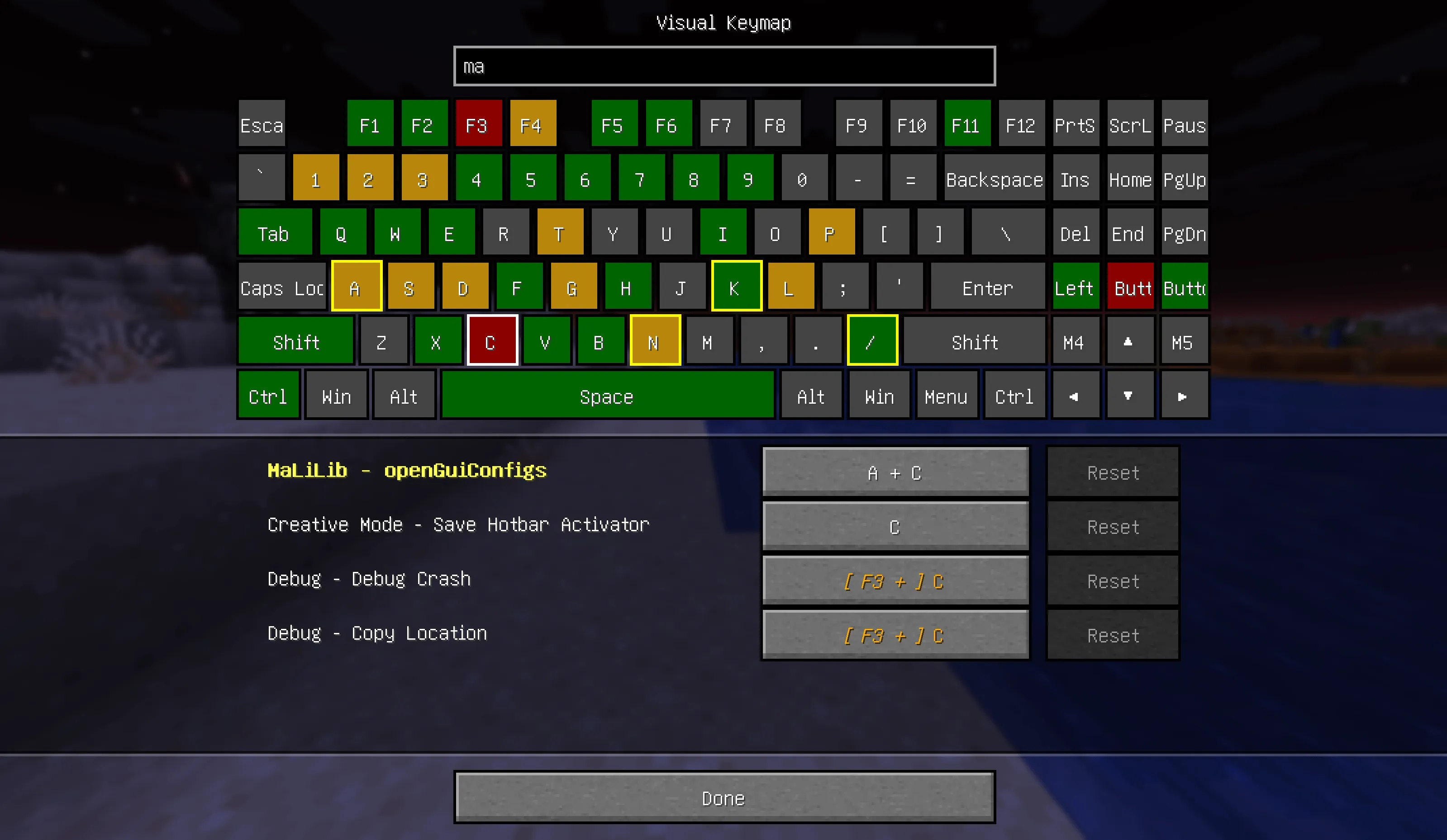 Visual Keymap, Моды, Minecraft