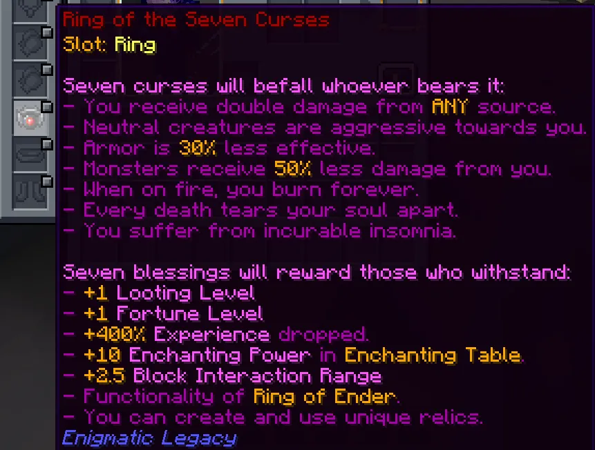 Enigmatic Legacy: Cursed Ring — скриншот 1 (Моды, Minecraft)