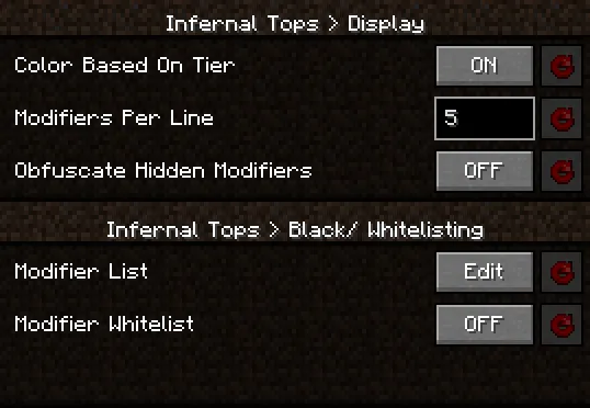 Infernal Tops, Моды, Minecraft